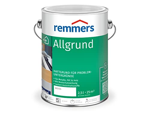 Remmers Allgrund weiß, 2,5 Liter, Haftgrund für Metall, Kunststoff, Holz, mit Rostschutz und Isoliergrund, innen und außen, Made in Germany