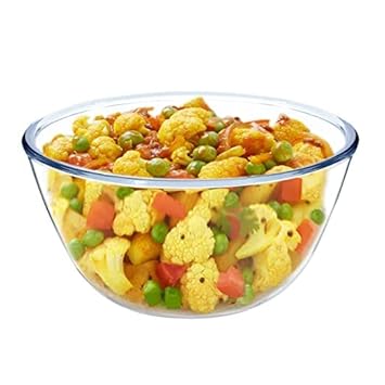 SIMPARTE Regalia Mixing Transparent Round Glass Bowl, Dishwasher Safe for Kitchen & Dinning (1000 ml)