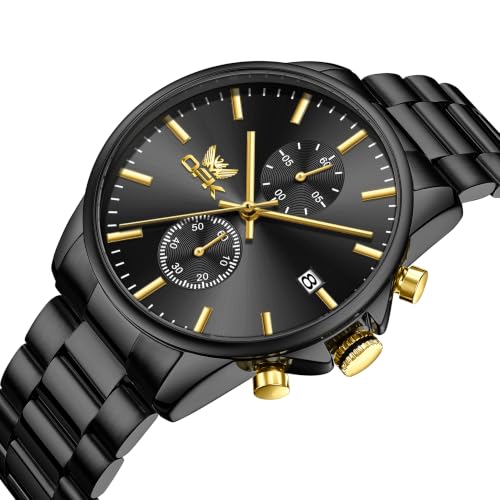 Image of OPK Mens Chronograph Watch Stainless Steel Strap Date Display Luminous Waterproof Business Wrist Watch