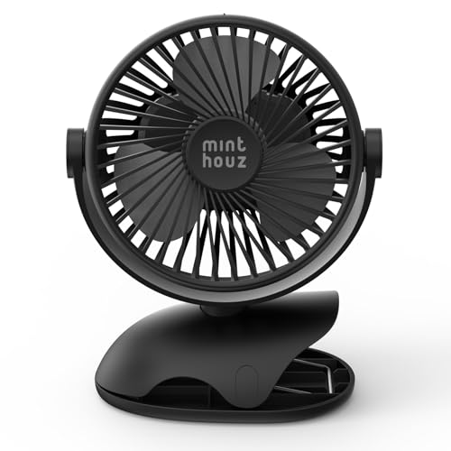 Minthouz Clip on fan,7200mAh USB-C Rechargeable Battery Operated Fan,360° Rotate & 4 Speeds USB Fans,25H Battery Life,Portable Low Noise Desktop Fan,for Office Desk/Camping/Stroller/Summer Gift
