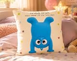 KAMACA Dekokissen Mutmacher Blau 40x40 cm – Wohnkissen mit liebevoller Botschaft – Weiches Sofakissen aus Baumwolle inkl. Füllung & Reißverschluss – Geschenkidee Wohnzimmer Schlafzimmer