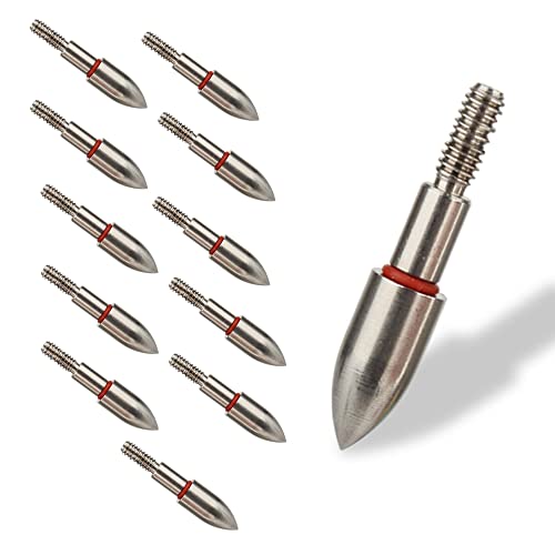 Hosolee 100 Grains Id 6.20Mm/0.244Inch Arrowheads 19/64” Archery Screw-In Field Points Stainless Steel Tips With O-Ring For Targeting Hunting (Pack Of 12) #TOP28