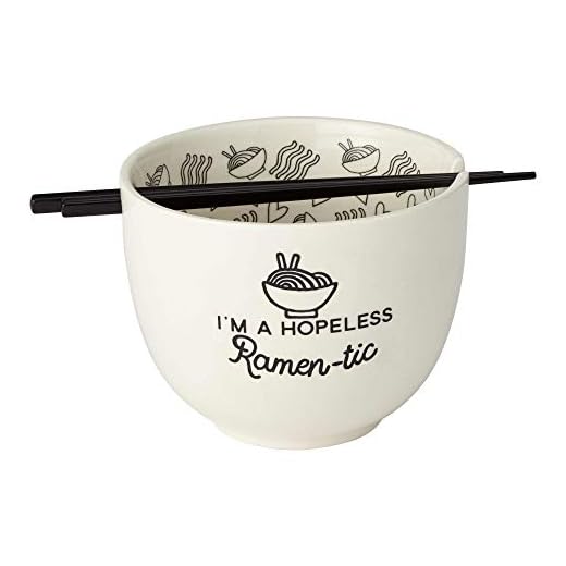 Enesco 6002424 Our Name is Mud Hopeless Ramen-Tic Soup Bowl and Chopsticks Set, White, 5 Inches