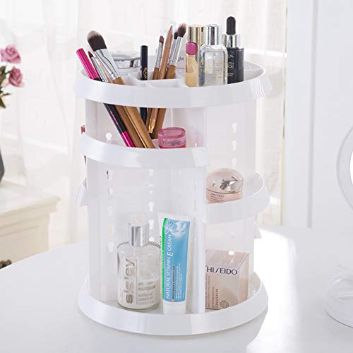 Bod 360 Grado Giratorio de Almacenamiento cosmético Caja de Almacenamiento cosmético Rack Giratorio Estante de la joyería,White