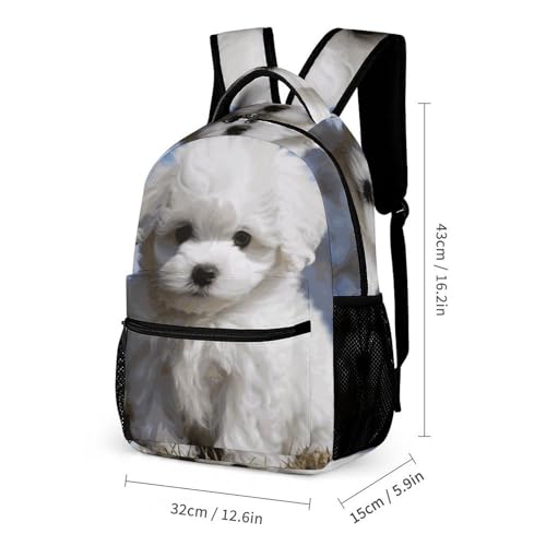 Bichon Frise Dog Backpack for Travel, Ultra Durable Small Bookbag Lightweight Daypack for Women Men2