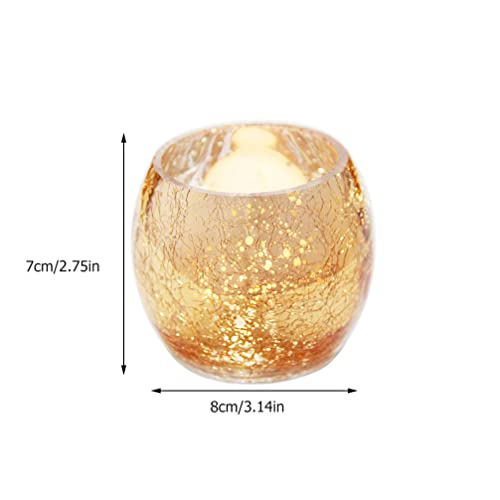 Osaladi Crackle Glass Candle Holder: 2Pcs Scented Candle Aromatherapy Tea Light Holder Romantic Tealight Candle Cup For Christmas New Year Decor Flower Vase Pen Holder Potted Plants Bowl #TOP1