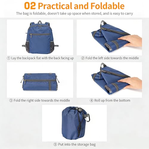 Mochila ligera plegable con exterior resistente al agua miniatura 4