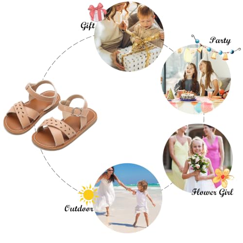 Image of Felix & Flora Toddler Girl Sandals - Little Girl Easter Dress Shoes Lightweight Open Toe Beach Holiday Flats