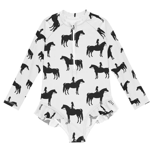 Girls One Piece Swimsuits Quick Dry Rash Guard Bathing Suits with Zipper UPF 50 Long Sleeve Swimwear 3-12Y