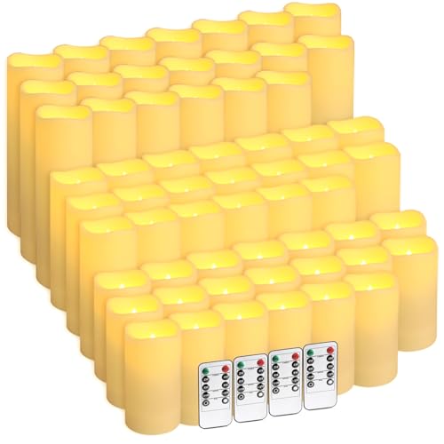 Image of fclayvts 60-Pack LED Flameless Candles with Remote Control - Perfect for Parties, and Special Occasions (Three Sizes)