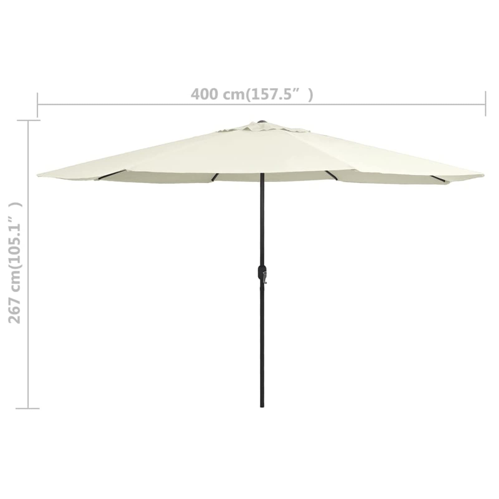 Homgoday Sombrilla de jardín con Palo de Metal Blanco 400 cm Sombrilla Terraza Exterior, Sombrilla Jardín Grande Orientable Jardín Parasol Balcón