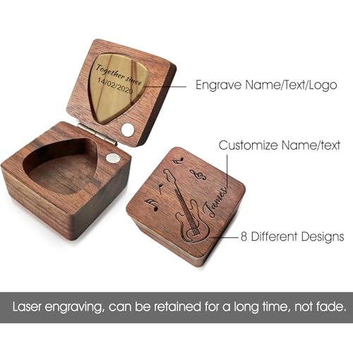 WBgjsnklbnl Custom Guitar Picks Personalized Wooden Guitar Pick Holder Case Engraved Name Customized Gift For Husband Son