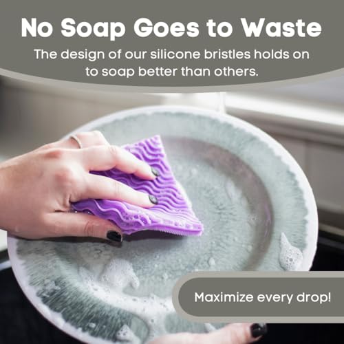 Image of Silicone Dish Sponge Dish Scrubber (Oval and Square) - Dual-Sided, Food Grade Silicone Sponges for Dishes and Housecleaning 2-Pack