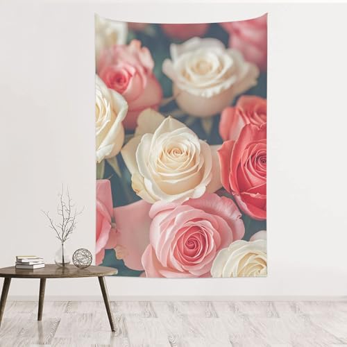 Tapisserie murale roses en velours pour déco salon et chambre