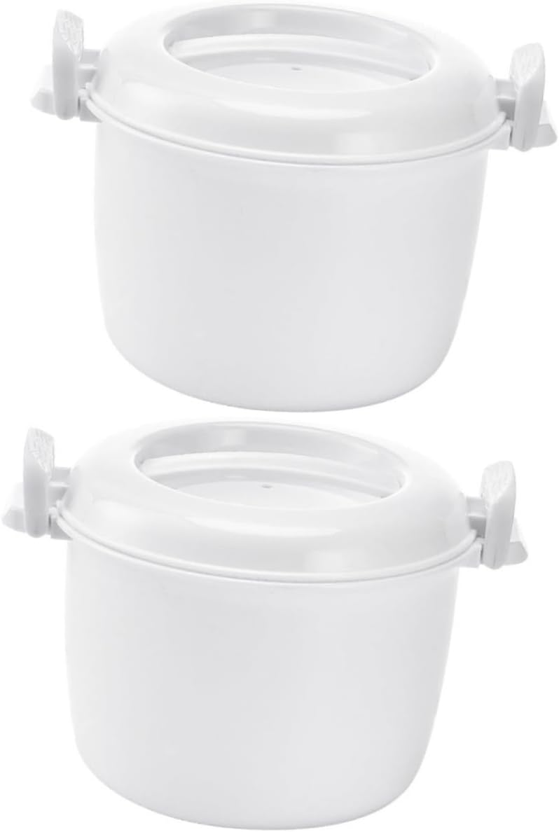 2pcs Microwave Rice Cooker Compact Food-grade Steamer for Rice Pasta and Vegetables for Home Office and Dorm Small