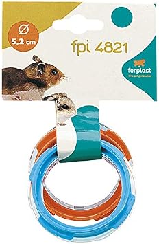 Ferplast Hamster Cage Play Tube | Two-Piece Spare Tube Plastic Connection Ring Piece, 2.4 Inch Diameter, Blue and Orange