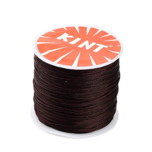 Cheriswelry 0.5mm Round Waxed Polyester Cords Braided Threads 116 Yards Beading String Rope with Spool for DIY Jewellery Macrame Making CoconutBrown