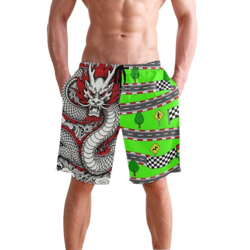 Short de bain homme extensible pour la plage avec motif serpent vert moderne