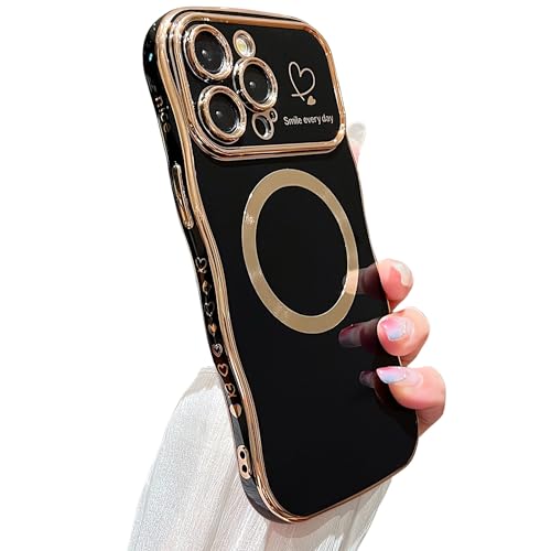 Coque iPhone 13 Pro Max MagSafe vague noire pour femme