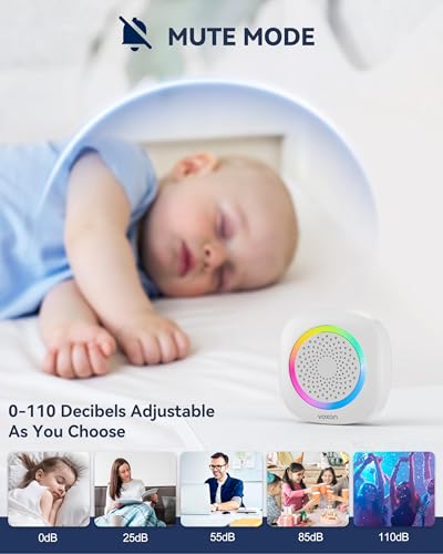 Voxon Wireless Doorbell,Battery Powered Doorbell With Rgb Light,Ip66 Waterproof Door Bells Wireless Cordless,400M/1300Ft Long Range, 60 Chimes & 5 Levels Volume With 4.5 Years Battery Life (White) - 3