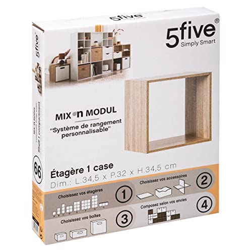 Cube de rangement modulable effet bois 34,5 cm 5five