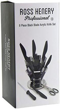 Ross Henery Professional 8PC-BBACR19 Knives, 8 Piece kitchen knife set in stylish Acrylic Block set