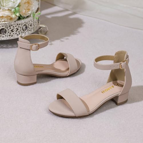 Image of Amoji Girls High Heels Kid Ankle Strap Dress Shoes Wedding Party for Little Kid Big Kid 412