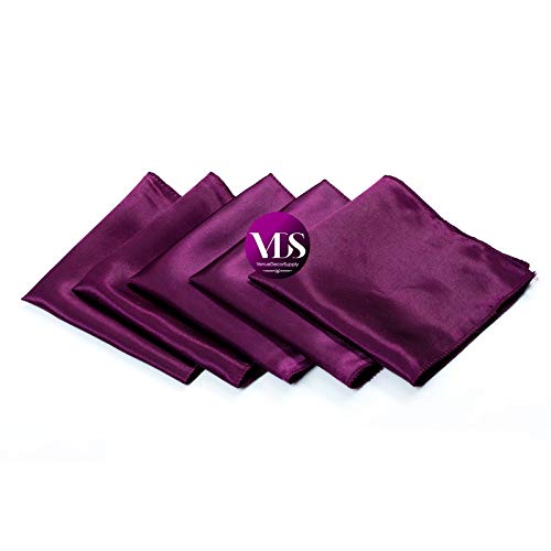 VDS - 12 Pieces | Satin Napkins 20 x 20 Inch Square | Kitchen & Dinner Table Napkins Cloths Handkerchief for Restaurant Bistro Wedding Christmas Birthday Party Dinner Decoration (Eggplant)