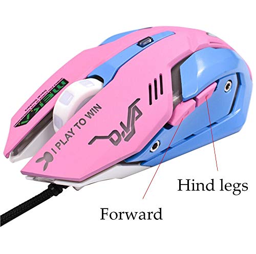 Ratón gaming rosa con cable, sensor óptico y macros ajustables para e-sports 7