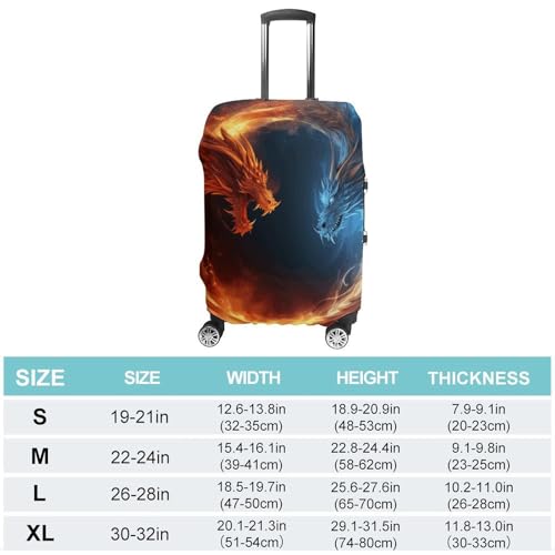 Carry on Luggage Cover Fire And Ice Dragons Suitcase Covers for Luggages Tsa Approved Travel Luggage Sleeve Protector Elastic Suitcase Protector Anti-Scratch Washable Fits 19-30 Inch Case -XL2