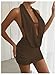 SOLY HUX Women's Sexy Deep V Neck Halter Bodycon Mini Dress Sleeveless Party Club Dresses Solid Coffee Brown X-Small