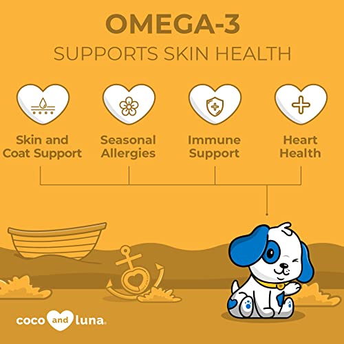 Omega 3 For Dogs With Salmon Oil For Dogs Skin And Coat - 120 Chewable Tablets - Fish Oil For Dogs With Omega 3 6 9, Epa & Dha Fatty Acids For Dog Shedding, Dry Skin & Heart Support #TOP2