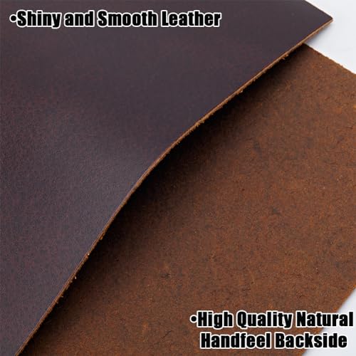 GORGECRAFT 8 x 8 Inch 2mm Thick Genuine Leather Pieces Square Leather Glossy Full Grain Leather Sheet Cowhide Leather Sheets Fabric for DIY Crafts Bracelets Jewelry Making Coconut Brown - Image 4