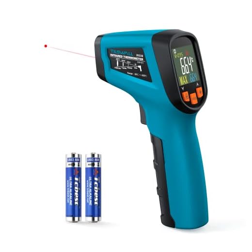 Termómetro Infrarrojo Industrial Tilswall Termómetro Láser Digital de Amplio Rango -50~600℃/ -58~1112℉ con Emisividad Ajustable y Alarma de Temperatura Alta/Baja para Vidrio/Metal/Carbono/Comida