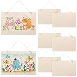 8 Pcs Large Unfinished Hanging Wood Sign - 11.81 x 7.87 Inch, Blank Wooden Signs Rectangle Plaque Wooden Slices Banners with Ropes for Painting Writing DIY Home Crafts Supplies