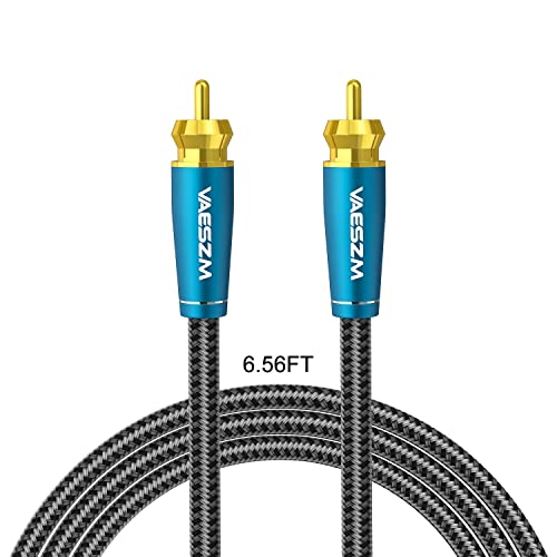 Vaeszm Subwoofer Cable Rca Audio Cable Coaxial Digital [Gold-Plated & Braided] Male To Male S/Pdif Stereo Cord For Home Theater, Hdtv, Amplifier (Rca T Rca Blue,6.56Ft) #TOP18
