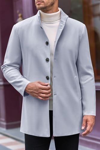 Image of Makkrom Mens Casual Overcoat Single Breasted Peacoat Business Topcoat