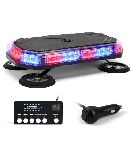 Xprite 42 LED Rooftop Strobe Light, High Visibility Emergency Hazard Warning Flashing Light Bar w/Control Panel for Construction Vehicles Towing Work Trucks Plows Pickup-Multi Color