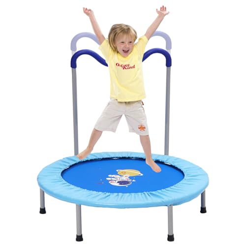 91cm Trampolines para Niños de con Reposabrazos de Espuma,Lona de Salto y Protector de Lluvia Trampolín Infantil a Partir de 3 Años,Cama Elástica Niños Interior/Exterior Máx.120 kg
