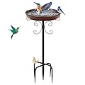 Daoeny 35In Metal Bird Bath for Outside, Bird Bath Bowl with 5 Prongs Base Stake, Freestanding Garden Metal Bird Bath, Vintage Birdbaths Bowl, Bird Baths for Outdoors Yard Garden Lawn Decor(Brown)