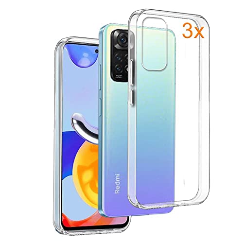 3X Funda Carcasa Gel Transparente para XIAOMI REDMI Note 11 Pro 4G - 5G - XIAOMI REDMI Note 12 Pro 4G, Ultra Fina 0,33mm, Silicona TPU de Alta Resistencia y Flexibilidad