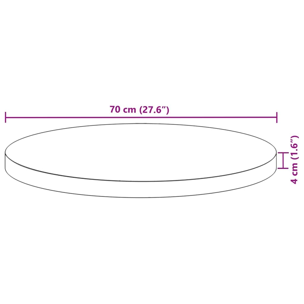 Mesa redonda de 70 x 4 cm de diámetro de madera de acacia maciza, sin tratar, duradera para mesa de comedor, mesa de restaurante, mesa de café, versátil en casa y negocio