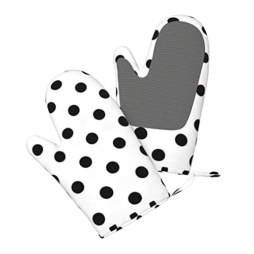 Polka Dot Printed Silicone Anti-Scald Gloves, Oven Mitts, Used For Cooking, Grilling, Kitchen Oven Gloves. #TOP2