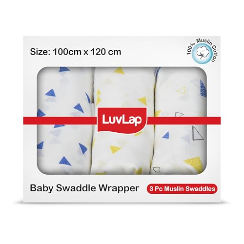 LuvLap 100% Cotton Muslin Baby Swaddle Set, Baby Towel, Size-120cm x 100cm (47