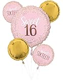 Pink Blush Sweet Sixteen Foil Party Balloon Bouquet