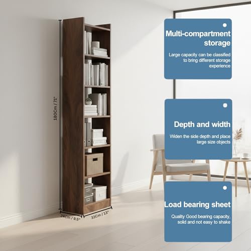 Image of Amazon Brand - Solimo Vault Bookshelf 6- Layer Bookcase, (Walnut)