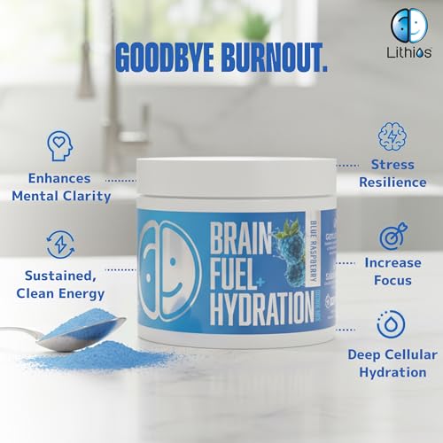 Lithios Brain Fuel Plus Hydration Mix - 30 Servings / 3.9 oz | Blue Raspberry Drink Mix | Boost Focus & Performance | Contains Electrolytes, Vitamins & Magnesium | Dietary Supplement - Image 5