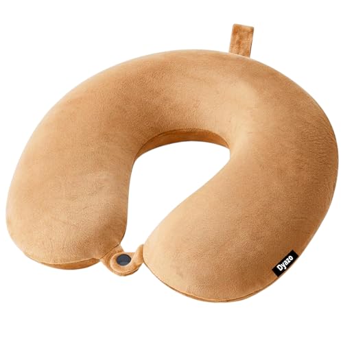 Image of Travel Neck Pillow | Soft Velvet U Shape Neck Support Cushion for Sleeping, Travelling & Cervical Pain Relief | Comfortable Head Rest Pillow for Airplane Flight, Car, Bus & Train (Beige)