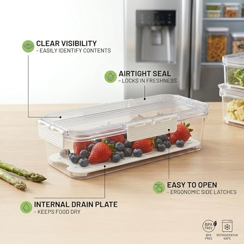 Image of Divided Fridge Storage Boxes With Serving Veggie Tray with Lid and Handle, Fridge Organizer with Removable Compartment, Fridge Storage Containers (Fridge Container)