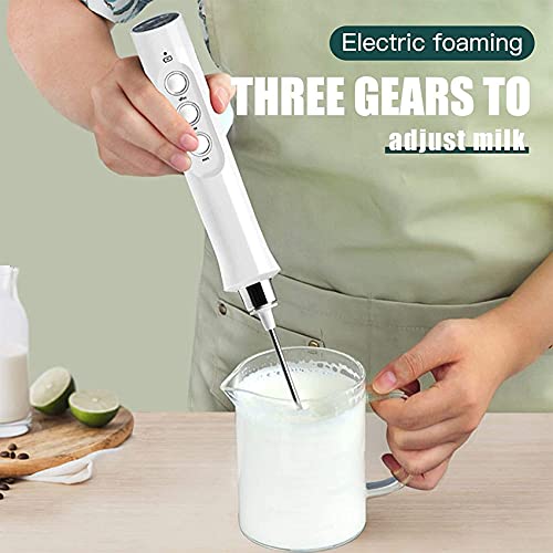 Gaoominy USB Elektrischer MilchaufschäUmer 3 Geschwindigkeiten Cappuccino KaffeeschäUmer 3 Schneebesen Handheld… – Bild 3
